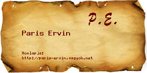 Paris Ervin névjegykártya